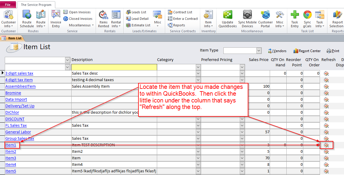 How to update one Item at a time from QuickBooks Desktop Online Help